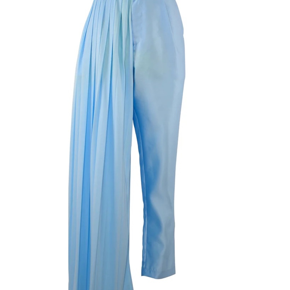 The Brand Label -  Light Blue Draped Wide-Leg Pants